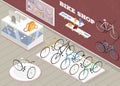 Bicycle Shop Isometric Background