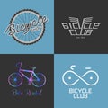 Bicycle shop, rent a bike, bicycle repair set, collection of vector logo Royalty Free Stock Photo