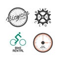 Bicycle shop, rent a bike, bicycle repair set of vector logo, icon Royalty Free Stock Photo