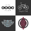 Bicycle shop, rent a bike, bicycle repair set of vector logo, icon