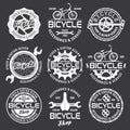 Bicycle shop and repair service vector emblems