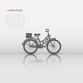 Bicycle sign icon in flat style. Bike vector illustration on white isolated background. Cycling business concept Royalty Free Stock Photo