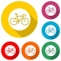 Bicycle sign icon in flat style with long shadow Royalty Free Stock Photo