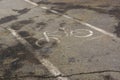 Image of a bicycle on asphalt of a bike path in city Royalty Free Stock Photo