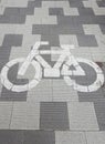 Bicycle sign path on road. Bikes lane paint Royalty Free Stock Photo