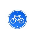 Bicycle sign path on road . Bikes lane paint in blue Royalty Free Stock Photo