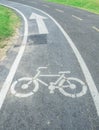 Bicycle sign path on the road, bikes lane in the park Royalty Free Stock Photo