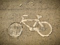 Bicycle sign on the road Royalty Free Stock Photo