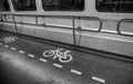 Bicycle sign in the subway