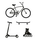 Bicycle, skateboard, roller skate, scooter - wheeled devices for sport and recreation