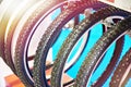 Bicycle snow tire with metal studs in store