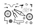 Bicycle spare parts icons set