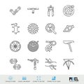 Bicycle Spare Parts Vector Line Icons Set. Bike Shop, Maintenance and Repair Linear Symbols, Pictograms, Signs