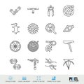 Bicycle Spare Parts Vector Line Icons Set. Bike Shop, Maintenance and Repair Linear Symbols, Pictograms, Signs Royalty Free Stock Photo