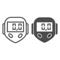 Bicycle speedometer line and solid icon, bicycle concept, speedometer sign on white background, Bike computer icon in Royalty Free Stock Photo