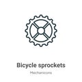 Bicycle sprockets outline vector icon. Thin line black bicycle sprockets icon, flat vector simple element illustration from