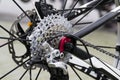 Bicycle sprockets and rear derailleur Royalty Free Stock Photo