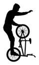 Bicycle stunts silhouette. Extreme sportsman trick with bike.