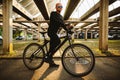 Bicycle style man in black sportswear Royalty Free Stock Photo