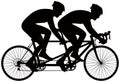 Bicycle tandem racer vector silhouette Royalty Free Stock Photo