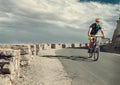 Bicycle tarveler ride on the road Royalty Free Stock Photo