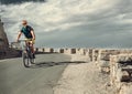 Bicycle tarveler ride on the road Royalty Free Stock Photo