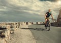 Bicycle tarveler ride on the road Royalty Free Stock Photo