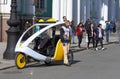 Bicycle taxi on a spring day in the centre of Saint-Petersburg Royalty Free Stock Photo