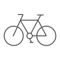 Bicycle thin line icon, cycle and sport, bike sign, vector graphics, a linear pattern on a white background.