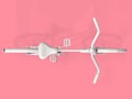 Bicycle top view on pink pastel background. 3d rendering Royalty Free Stock Photo