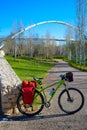 Bicycle touring bike in Valencia Cabecera park