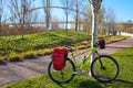 Bicycle touring bike in Valencia Cabecera park