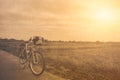 Bicycle touring travel bike park at summer hot day Royalty Free Stock Photo