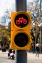 Bicycle traffic signal, road bike, free bike zone or area at day Royalty Free Stock Photo