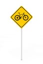 Bicycle Traffic Warning Sign. 3d Rendering Royalty Free Stock Photo