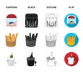 Bicycle, transport, vehicle,cafe .France country set collection icons in cartoon,black,outline,flat style vector symbol