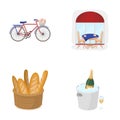 Bicycle, transport, vehicle,cafe .France country set collection icons in cartoon style vector symbol stock illustration