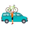 Bicycle travel. Minivan