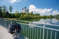 Bicycle travel near Stadl Paura churc. Lambach, Austria Royalty Free Stock Photo