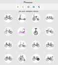 Bicycle types icon set