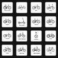 Bicycle types icons set, simple style
