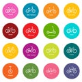 Bicycle types icons set colorful circles vector