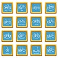 Bicycle types icons set sapphirine square vector