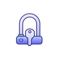 Bicycle U-Lock and a key icon with outline Royalty Free Stock Photo