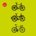 Bicycle vector icons set on green background Royalty Free Stock Photo