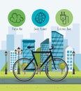 Bicycle vehicle with eco friendly icons Royalty Free Stock Photo