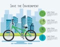 Bicycle vehicle with eco friendly icons Royalty Free Stock Photo