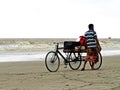 Bicycle vendor at Kuakata beach, Bay of Bengal, Bangladesh Royalty Free Stock Photo