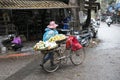 Bicycle with vietnamese lady. Hanoi, Vietnam