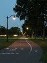 Bicycle and Walking Path in Victory Memorial Park at Night Royalty Free Stock Photo